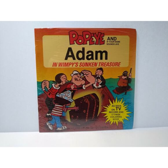 Popeye In Wimpy's Sunken Treasure Sealed 7" Vinyl Record 17 Page Book Adam - Picture 3 of 4